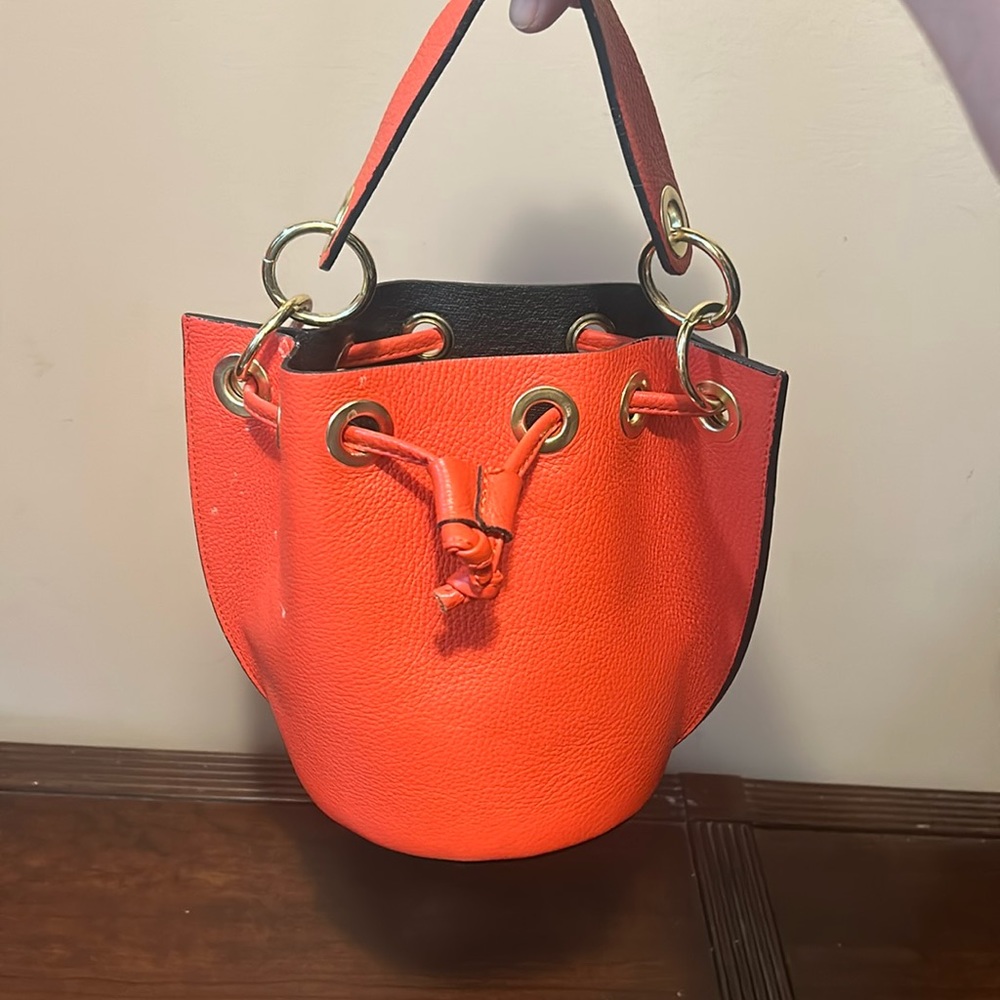 Orange leather purse